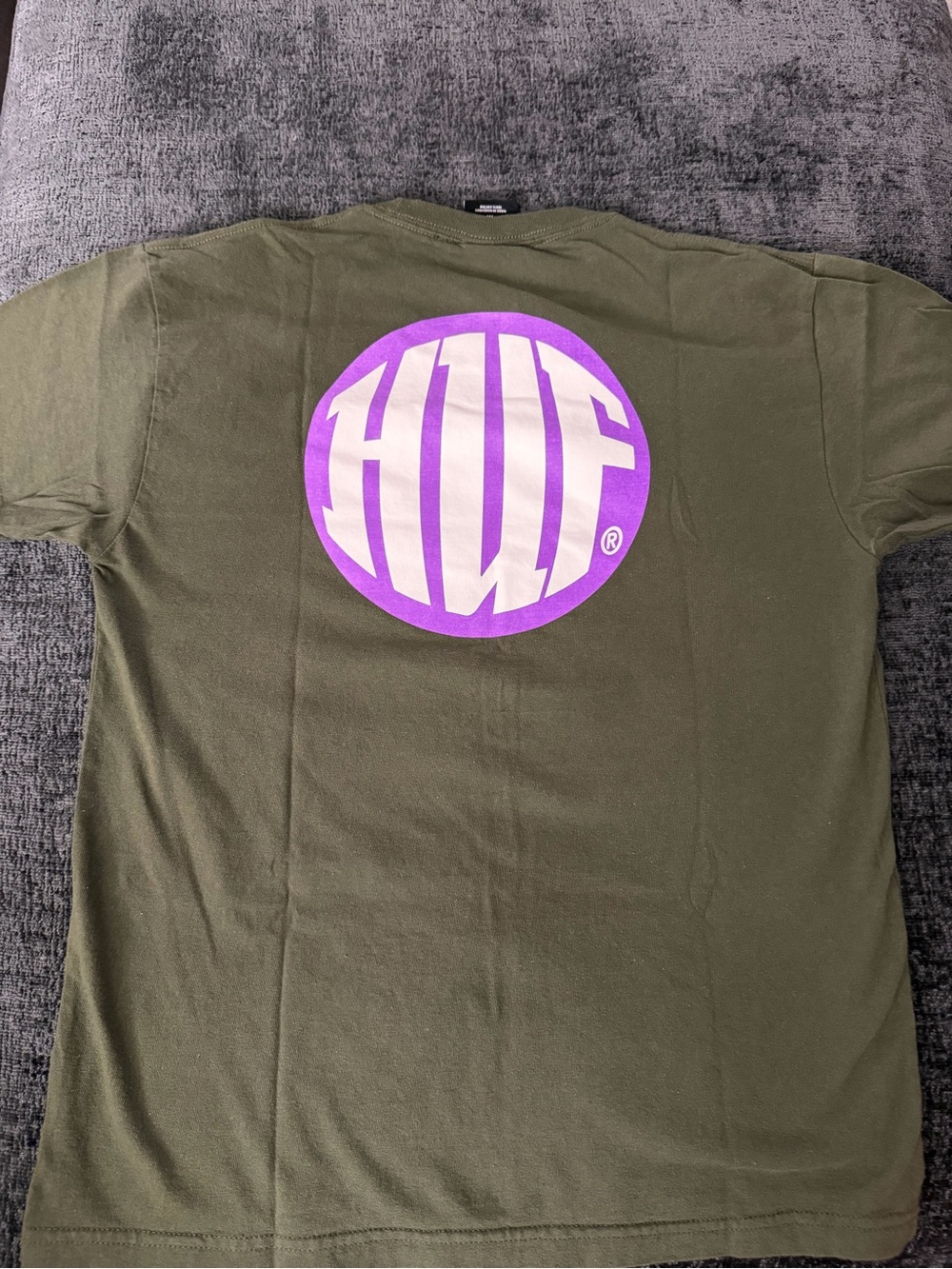 HUF Hi Def Circle Logo Tee Olive Green Purple size Medium